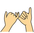Hand gesture, linking little fingers, illustration